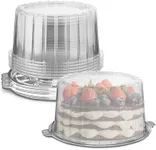 MT Products PET Plastic Cake Container - 5 Pieces with Clear Cover for Optimal Product Visibility for 8” Round 2 Layer Cake - Plastic Bakery Box - Made in The USA