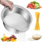 KesaPlan Rice Washer Strainer Bowl, 4-in-1 Quinoa Washer Bowl Stainless Steel Rice Rinser Strainer Sink Colanders With Side Drainers for Cleaning Fruits, Vegetables, and Beans, Versatile Kitchen Tool