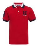 Tommy Hilfiger Boy's Short Sleeve Matt Polo Shirt, Tri-Collar Regal Red, 3