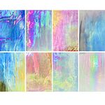 LITMIND 8 Pcs Stained Glass Sheets Variety Pack, 4 x 6 inch Iridescent Glass Sheets for Beginners, Mosaic Tiles for Crafts, Art Glass Pack (Opaque/Iridescent)