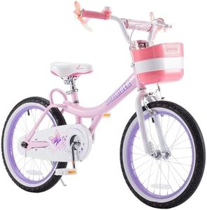 RoyalBaby Princess Girl Children's Bicycle Outdoor Ride-On Bike with Kickstand, Adjustable Seat, and Basket, 18 Inch, Jenny/Pink