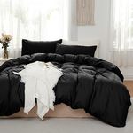 TOCOMOA Duvet Cover Queen, 100% Microfiber Comforter Cover Set, Ultra Soft 3 Pieces Bedding Set with 1 Duvet Cover and 2 Pillowcases (Black, Queen)