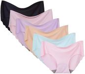 Buankoxy 6 Pack Women's Invisible Seamless Mid-Rise Panties No Show Laser Cut Hipster Briefs Underwear(12,Multi Colors)