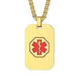 PROSTEEL Custom Stainless Steel Emergency Medical Alert ID Tag Necklace Free Engraving