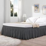 KANCHI DÉCOR - Microfiber Bed Skirt Wrap | Solid Easyfit Full Size 18 Inch Drop Tailored Wrinkle Fade Resistance Soft Fabric Stylish Design Bedskirts- (Dark Grey, 54 * 75 in)