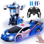 Yellcetoy Transform Toys Remote Control Car, RC Robot Car with Hand Gesture Sening LED Light Music & Sound Effect, 2.4Ghz Transforming Police Car with Batteries, Gifts for Kids Boys Age 3-10