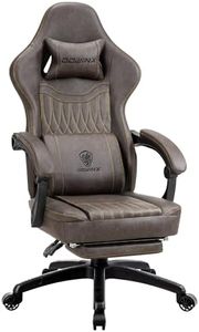 Dowinx Gaming Chair Breathable PU Leather Gamer Chair with Footrest Massage Lumbar Support, Big and Tall Ergonomic Reclining Computer Chair with Pocket Spring Cushion for Adults Teens (Brown)