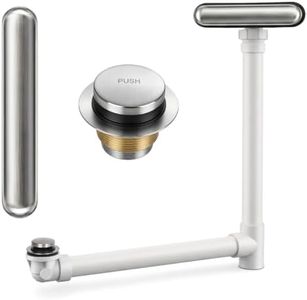 Slotted Overflow Bath Drain with Toe-Tap Stopper, Metal Overflow Cover, Tub Drain Replacement Compatible with Kohler Elevance, Archer, Underscore, Rêve & Parity Baths, Easy Install (Brushed Nickel)