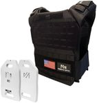 North Gym Adjustable Weighted Vest/Incl. 2 Innovative Moulded Weights for Best fit / 14lbs / 20lbs/ 30lbs/ 40lbs (Black 40lbs)