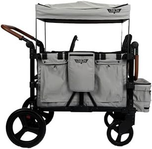 Keenz VYOO Stroller Wagon with Canopy - Foldable Design for Easy Storage, 5 Seating Positions for Kids, Enhanced Child Safety, All-Terrain Mobility, 4-Passangers, Grey