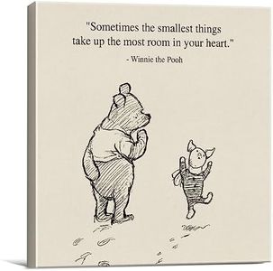 Classic Winnie the Pooh Wall Art Decor Retro Sometimes the Smallest Things Take up the Most Room Canvas Painting Pictures Framed Print Sign Artwork Ready to Hang (8x8 Inches)