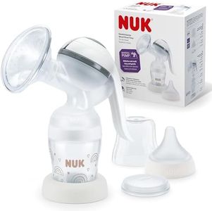 NUK Handmilchpumpe | Weiches Silikonkissen | Ergonomischer Pumphebel | Mit Perfect Match Babyflasche | 150 ml