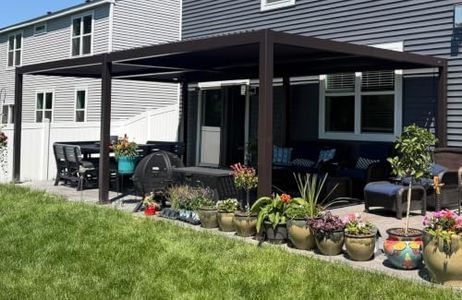 PURPLE LEAF 13' x 25' Louvered Pergola Outdoor Adjustable Louvre Shade Modern Patio Aluminum Pergola with Retractable Roof for Deck Backyard Garden Hardtop Gazebo