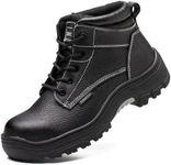 TOSAFZXY Work Boots Indestructible Composite-Toe Waterproof Leather Work Boots Safety Shoes for Men Black 7.5