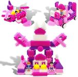 Picasso Toys PTB106 106pcs Hedgehog Block Building Blocks Tiles Pink Castle Theme Set w/Human Figures Learning Playset STEM Toy Set Educational Kit Child Brain Development Preschool Kindergarten Toy