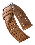 Soft Perforated Leather Watch Band with Quick Release Spring Bars - Tan - 20mm