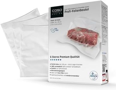 CASO 6 Sterne Profi-Folienbeutel 20x30 cm, 50 Beutel, Vakuumierbeutel für alle Vakuumierer, stark und reißfest ca.150 μm, Vakuumbeutel Lebensmittel Vakuumiergerät, BPA-frei