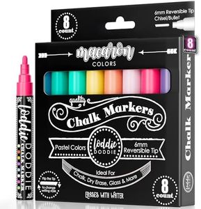 Loddie Doddie Liquid Chalk Markers - 8 Count, 6mm Reversible Chisel & Bullet Tips - Erasable Macaron Pastel Pens for Chalkboard & Acrylic Calendar - Teacher Must Haves