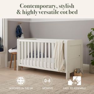 Tutti Bambini Alba 3-in-1 Cot Bed – White Convertible Baby Crib