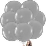 Prextex Silver Giant Balloons - 8 Jumbo 36 Inch Silver Balloons for Photo Shoot, Wedding, Baby Shower, Birthday Party and Event Decoration - Strong Latex Big Round Balloons - Helium Quality