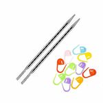 addi Knitting Needles Interchangeable Circular Tips Rocket 2 Squared Short 3.5 inch (9cm) Size US 05 (3.75mm) Bundle with 10 Artsiga Crafts Stitch Markers