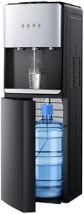 Euhomy Self-Cleaning Bottom-Loading Water Dispenser, Compatible with 5 Gallon Bottles - 3 Temperature Settings with Hot, Room & Cold Water Outlets, Childproof Lock, Night Light & LED Display，Black