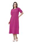 PURVAJA Women’s A-Line Below Knee Length Dress (Yuvi-012-Pink_Pink_X-Large)