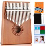 Sovvid Kalimba Thumb Piano 17 Keys, Portable Mbira Finger Piano Musical Instruments with Kalimba Song Book Instructions, Tuning Hammer, Natural Mahogany Hand Piano Gifts for Kids and Adults Beginners