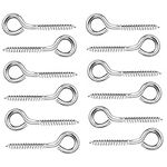 BELLE VOUS Stainless Steel Eye Screw Hooks (12 Pack) - Heavy Duty M6 Screws 8cm / 3.15 inches - Metal Self Tapping Ring Eyelet Hooks for Hammocks, Aerial Yoga, Swing Chairs - Indoor/Outdoor Use