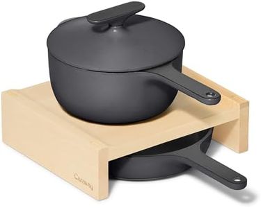 Caraway Enameled Cast Iron Bundle – 8" Mini Skillet, 1.8 qt Sauce Pan with Lid & Storage Organizer – Durable, Non-Toxic Cookware for Stovetop & Oven – No Seasoning Required – Charcoal