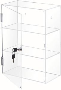 Acrylic Display Case with Lock – Acrylic Storage Chest for Figures, Collectibles, Jewelry, Expensive Items & More – Secure and Organized Storage (Fixed Shelves-B, Rectangle)