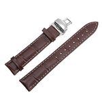 sourcing map Brown Leather Watch Band 13mm Embossed Surface Cowhide Watch Strap with Deployment Buckle for Men and Women