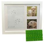 Ultimate Dog or Cat Pet Pawprint Keepsake Kit & Picture Frame - Photo Frame, Clay Mold, & Bonus Stencil Makes a Personalized Gift for Pet Lovers and Memorials