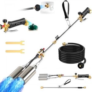 Dual-Head Propane Torch Weed Burner, Heavy Duty 3,600,000 BTU, 11.5ft Hose