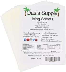 Oasis Supply Ultra Flexible Edible Icing Sheets – 12 Premium Frosting Sheets 8.5 x 11 Printable Edible Paper for Edible Ink Printers, Cake Toppers, Edible Images & Photo Cakes – Bright White Print Surface – Made in USA