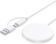 Magnetic Wireless Charger, 15W Mag-Safe Portable for Apple, 5ft, Dual Ports Fast Flat Magnet Charger for iPhone 15 14 13 12 Pro Max Plus & Airpods 2 3 Pro with USB-C Cable and USB-A Converter