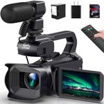 6K Video Camera Camcorder UHD 64MP IR Night Vision Vlogging Camera for YouTube 18X Digital Zoom 4.0 Inch Touch Screen Video Camera with WiFi, Microphone, Stabilizer, Remote Control, 64GB SD Card