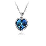 Crystalline Azuria Women 18ct White Gold Plated Blue Crystals Heart of the Ocean Pendant Necklace 17.7 inches