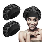 SWEET VIEW Silk Bonnet, Silk Hair Wrap for Sleeping, Soft and Comfortable Silk Sleep Cap, Black, Black