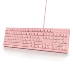 Ussixchare Pink Gaming Keyboard 104 Keys Silent Creamy Keyboard Light up Wired Keyboard Double Shot Keycaps LED Backlit Membrane Keyboard for PC Laptop(104 Pink)