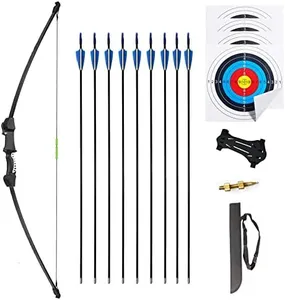 Mxessua 45" Youth Bow and Arrows Set for Kids 8-12 Teens Recurve Archery Beginner Gift Longbow Kit 9 Arrows, 4 Target Face for Backyard Game Age 12-14 14-16 Black