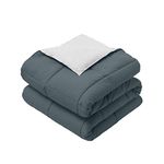 Royal Hotel Bedding Reversible Throw Blanket, Hypoallergenic, Down Alternative Throw Blanket, Medium Warmth, 50 by 75 Inches, Navy - Gray