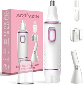 AREYZIN Nose Hair Trimmer for Women 2 in 1 Painless Eyebrow Trimmer and Nose Trimmer Facial Hair Removal Nasal Hair Clippers Professional, Easy to Clean, Dual-Edge Blade,White