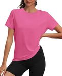 OFEEFAN Breathable Workout Shirts Women Yoga Hiking Running Top Hot Pink Tops for Women XL