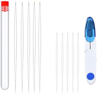 11PC Big Eye Beading Needles and Thread tip U-Shaped Scissors，Easy Threading Tool for Bracelet Jewelry Making Seed Beads DIY with Storage Bottle