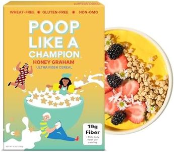 Poop Like a Champion High Fiber Cereal - Honey Graham - Healthy Low Carb Cereal with Soluble Fiber & Psyllium Husk | Gluten Free Cereal | 19g Fiber, Non GMO | Natural Constipation Relief for Adults & Kids