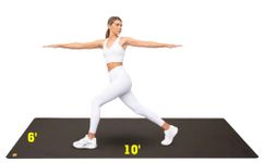 POGAMAT Premium Large Exercise Mat - 10 ft X 6 ft X 1/4" Thick Durable Workout Mat For Home Gym Flooring - Works Great For All Cardio, Yoga Mat, Exercise Bike Mat - Use With Or Without Shoes