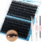 GEMERRY Lash Extension Kit D Curl Mixed Lash Clusters Long Eyelash Extension Kit Bond and Seal DIY Lash Extension Kit Cluster Lashes Kit Lash Glue Individual Lashes Tweezers Lash Extensions at Home