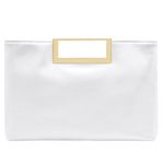 Milisente Women's Leather Clutch Bag Wedding Envelope Evening Bags For Formal Party With Handle(White)