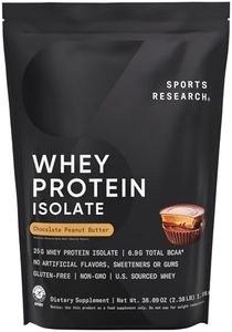 Sports Research® 100% Whey Protein Isolate Chocolate Peanut Butter - U.S. Sourced Protein Powder w/BCAAs -No Artificial Flavors or Gums- Informed Sport Tested · Gluten Free- 2lb Bulk Bag, 25 Servings